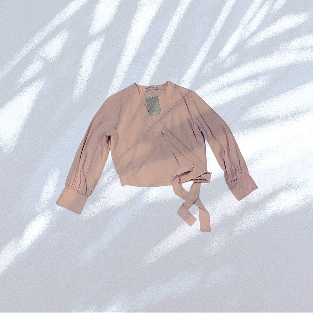 Everlane Washable Silk Wrap Top (Rose)